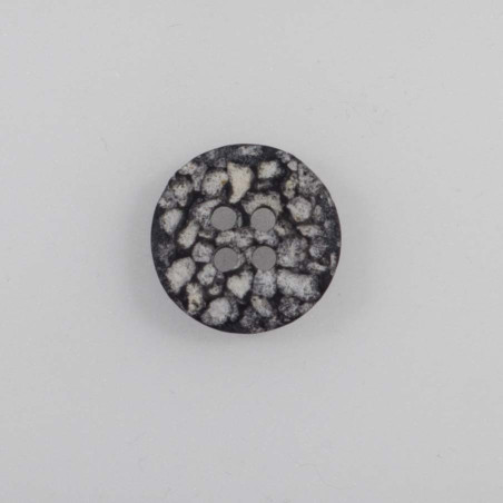 Knap 4-hul   Sten look sort/hvid/grå