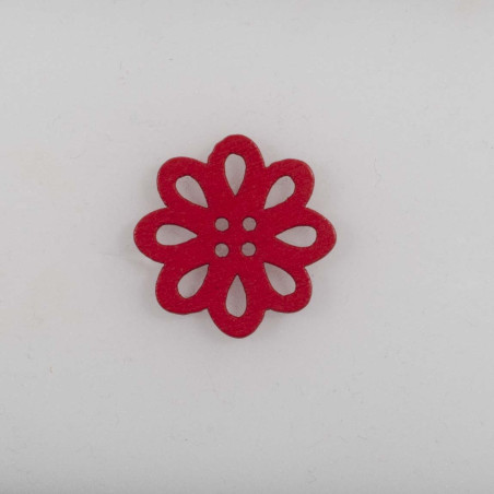 Træ knap  4-hul Blomst 20 mm