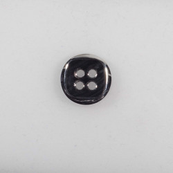Knap 4-hul sort/grå meleret 15mm