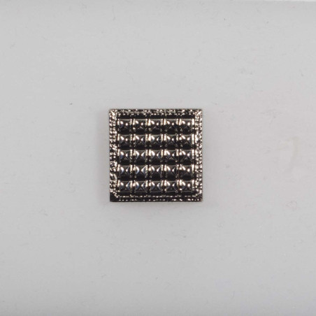 Firkantet knap m/øje metal look 16x16 mm