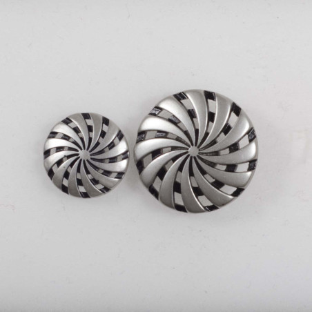 Knap m/øje metal look Gl.sølv 15mm & 22mm