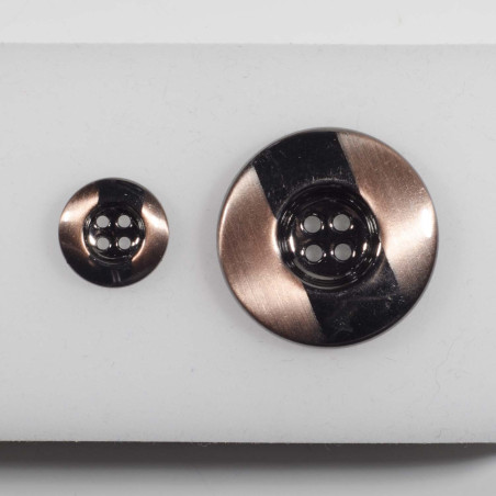 Knap 4-hul metal look grå/kobber 15 mm & 30mm