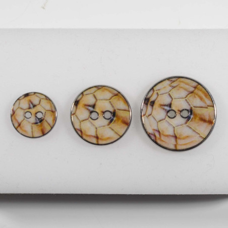 Knap 2-hul Metal look  m/print