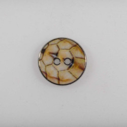Knap 2-hul Metal look  m/print 20mm