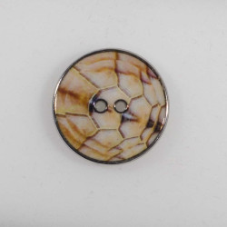 Knap 2-hul Metal look  m/print 25mm