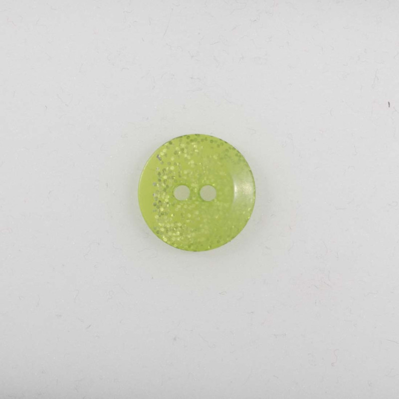 Knap 2-hul Lime m/sølv  15 mm