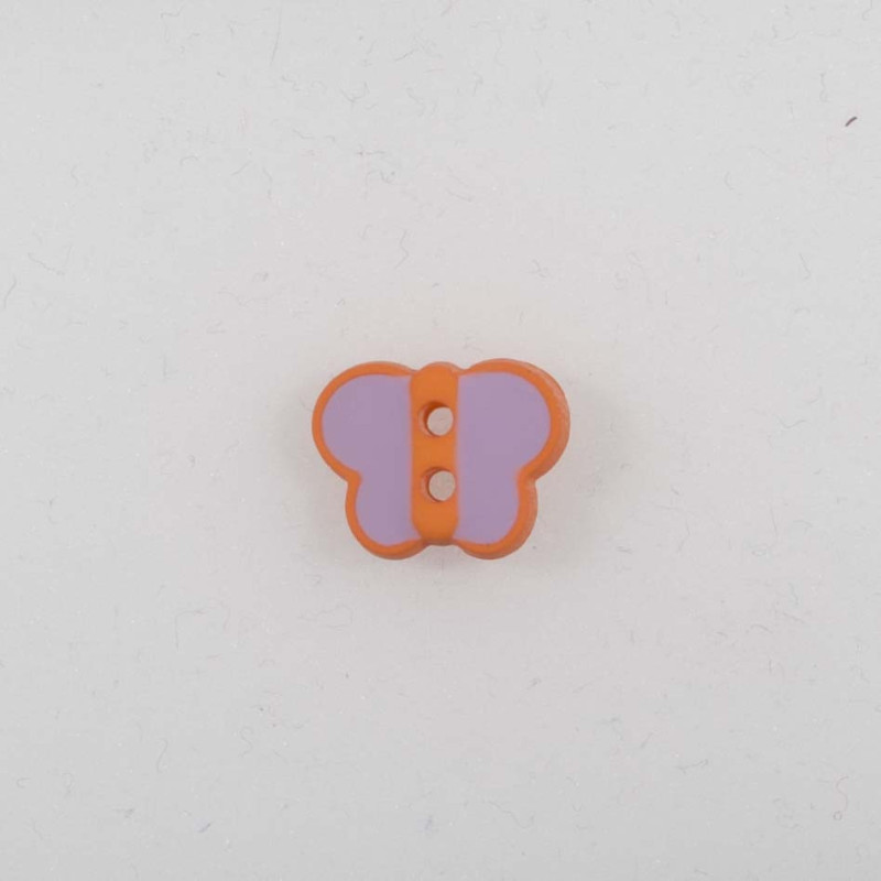 Knap 12mm sommerfugl lilla/orange