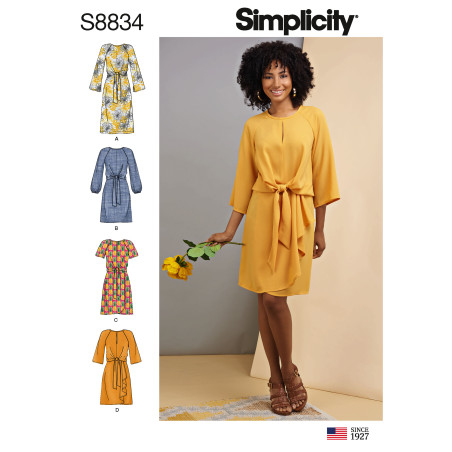 Kjole m/sløjfe snitmønster simplicity 8834