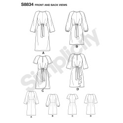 Kjole m/sløjfe snitmønster simplicity 8834