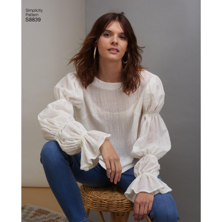 Bluse m/lange ærmer snitmønster  Simplicity  8839