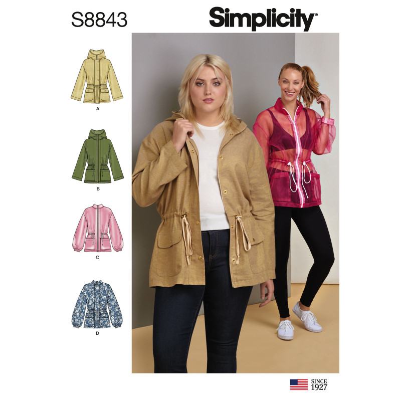 Jakke  m/hætte snitmønster Simplicity 8843
