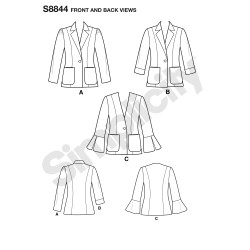 Jakke m/påsat lomme  også plusmode snitmønster Simplicity 8844