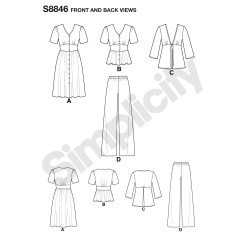 Kjole, bluse og sæt også plusmode snitmønster Simplicity 8846