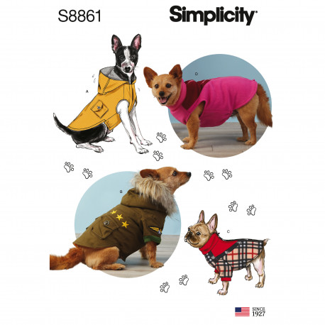 Overtøj til små hunde snitmønster Simplicity 8861
