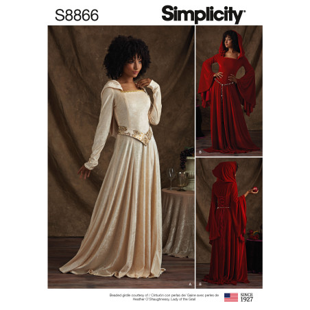 Voksen kostume Kjole m/hætte snitmønster Simplicity 8866