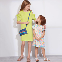 Pigekjole m/åben skulder og taske  snitmønster Snitmønstre 8897