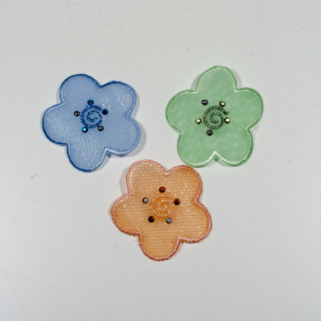 Blomst m/sten  strygemærke Ø 4,5 cm