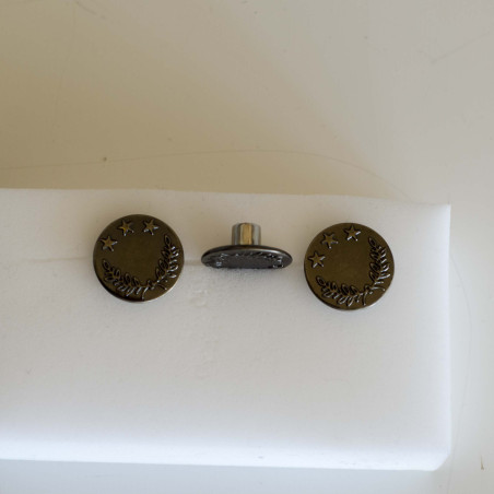 Patent knap m/stjerne og løv 20mm