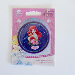 Disney prinsesser og kæledyr Ariel broderet strygemærke Ø6,5 cm