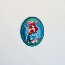 Disney prinsesser og kæledyr Ariel printet strygemærke oval 5,5x7 cm
