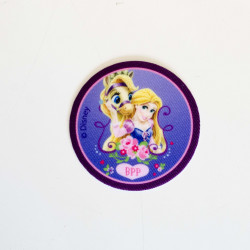 Disney prinsesser og kæledyr Rapunzel printet strygemærke Ø 6,5 cm