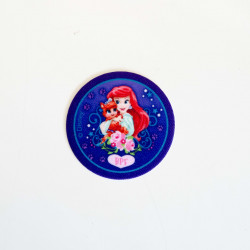Disney prinsesser og kæledyr Ariel printet strygemærke Ø6,5 cm
