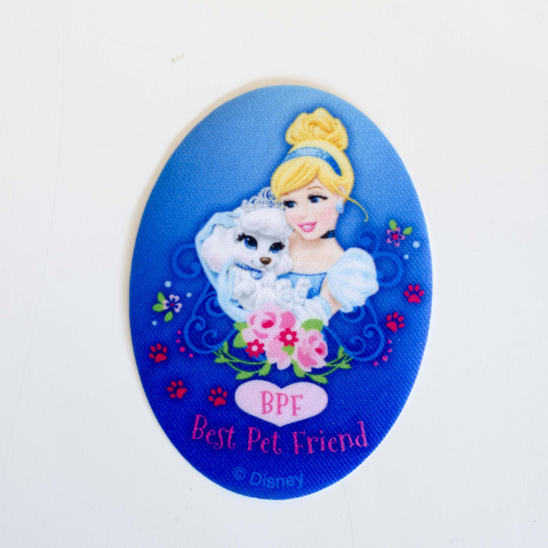 Disney Prinsesser og kæledyr Askepot  Printet strygemærke 11x8 cm