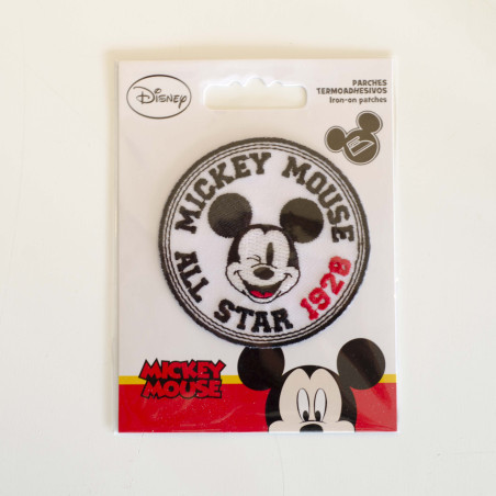 Mickey Mouse All Star 28  Broderet strygemærke Ø 6,5 cm