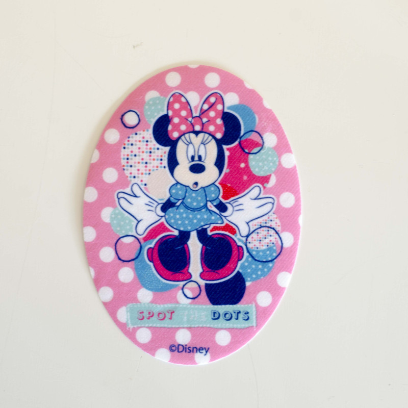 Minnie Mouse m/polkaprikker Printet strygemærke 11x8 cm