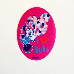 Minnie Mouse m/polkaprikker Printet strygemærke 11x8 cm