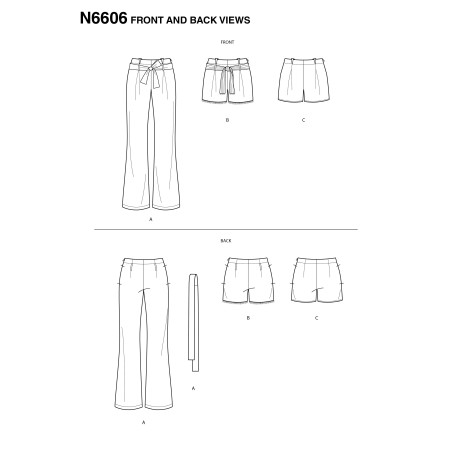 Bukser og shorts m/bælte  New Look snitmønster 6606