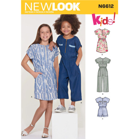 Jumpsuit og kjole pige tøj New Look snitmønster 6612