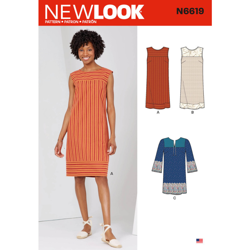 Kjole og Tunika New Look snitmønster 6619 Kjole og Tunika New Look snitmønster 6619
