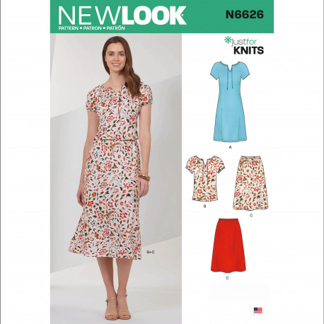 Nederdel bluse og kjole New look snitmønster 6626