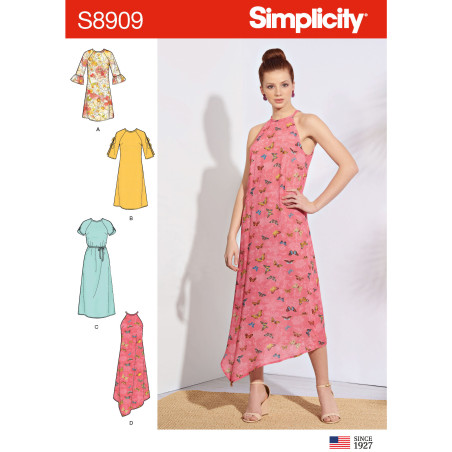 Kjole Simplicity snitmønster 8909