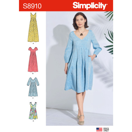 Kjole Simplicity snitmønster 8910