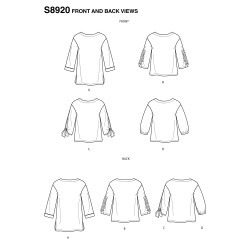Bluse m/bindebånd  også plusmode Simplicity snitmønster 8920