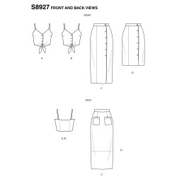 Kort top og nederdel også plusmode Simplicity snitmønster 8927