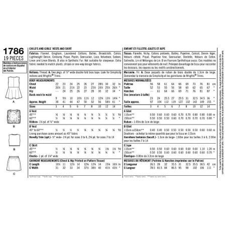 Vest og nederdel  2 varianter  fås i 2 str, simplicity snitmønster