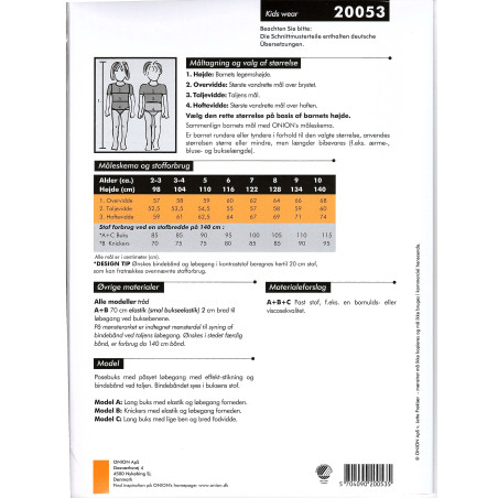 Posebuks & Nickers Onion snitmønster 20053