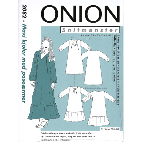 Maxikjole m/poseærmer Onion snitmønster 2083