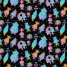 Trolls  Jersey  sort  med neon farver  Digital print metervare