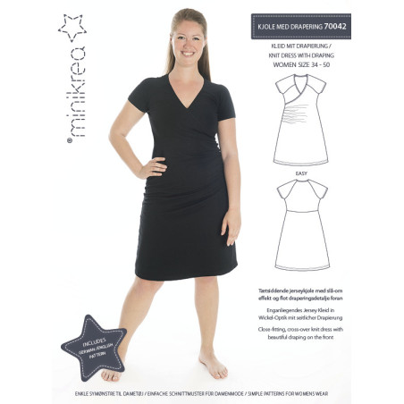 Kjole m/drapering  Minikrea snitmønster 70042