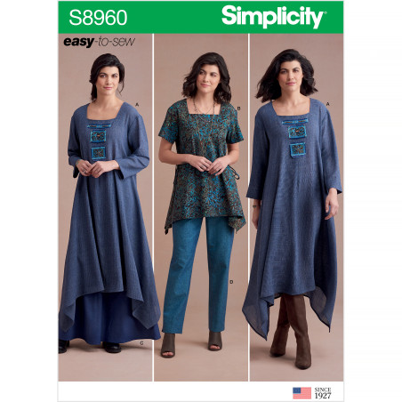 Kjole tunika og bukser snitmønster easy Simplicity 8960