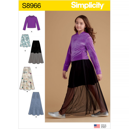 Hættetrøje og nederdel pigetøj/dame  Simplicity snitmønster 8966