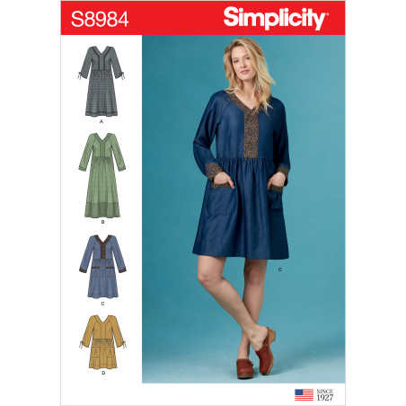 Tunika og kjole m/lommer også plusmode Simplicity snitmønster 8984