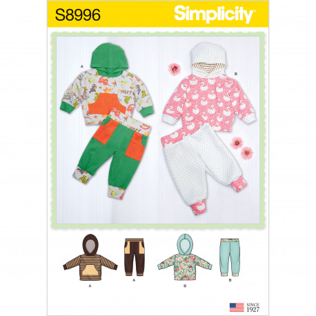 Babytøj hættetrøje og buser Simplicity snitmønster 8996
