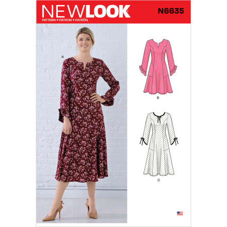 Dame kjole i baner New look snitmønster 6635