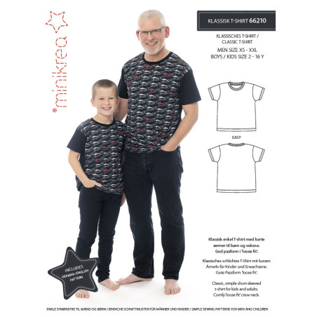 Klassisk t-shirt Minikrea snitmønster 66210