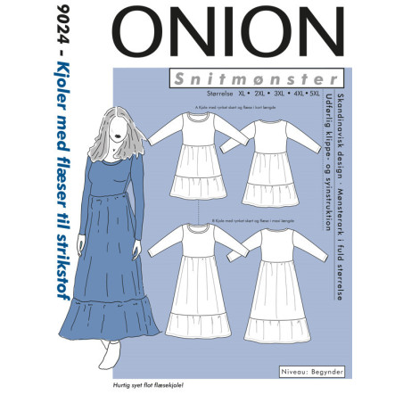 Kjole m/flæser  Onion plusmode  snitmønster
